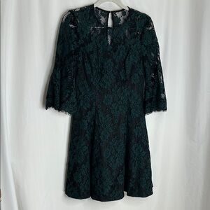 Eliza J Teal Lace Long Sleeve Dress